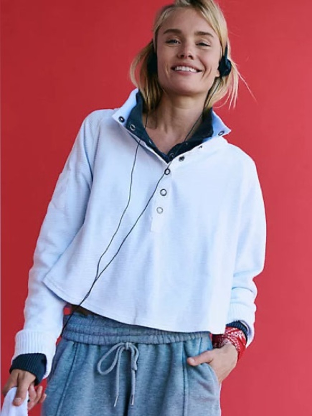 Free People Movement. So fly Henley. Light Blue. Size XS. - Picture 1 of 15